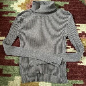 Brown Ribbed Turtleneck Sweater